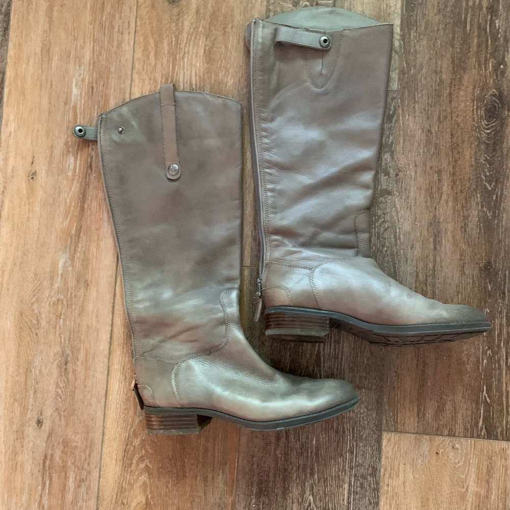 🍁 Sale! Sam Edelman tall grey leather boots size 7.5m